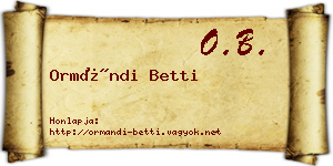 Ormándi Betti névjegykártya